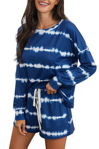 Women's Long Sleeve T-Shirts and Shorts Sleepwear Pyjama Loungewear Set
