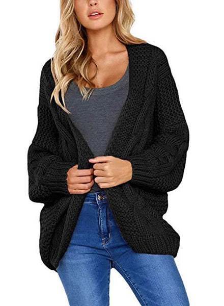Women's Chunky Knitted Coat Long Sleeve Cardigan Casual Open Front Sweater Outwear