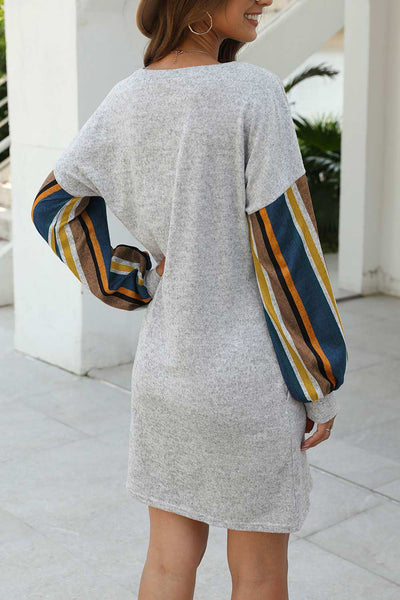 Women's Casual Striped Print Pullover Top Loose Midi A-line Dress