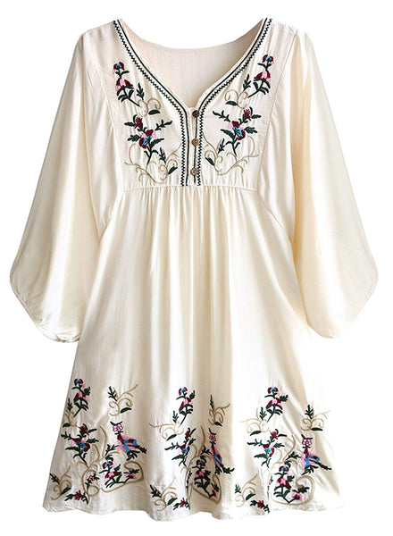 Women's Bohemian Embroidery Flowy Mini Dress
